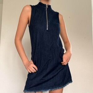 Vintage Gap Dark Wash Denim Mini Dress with Zip Front